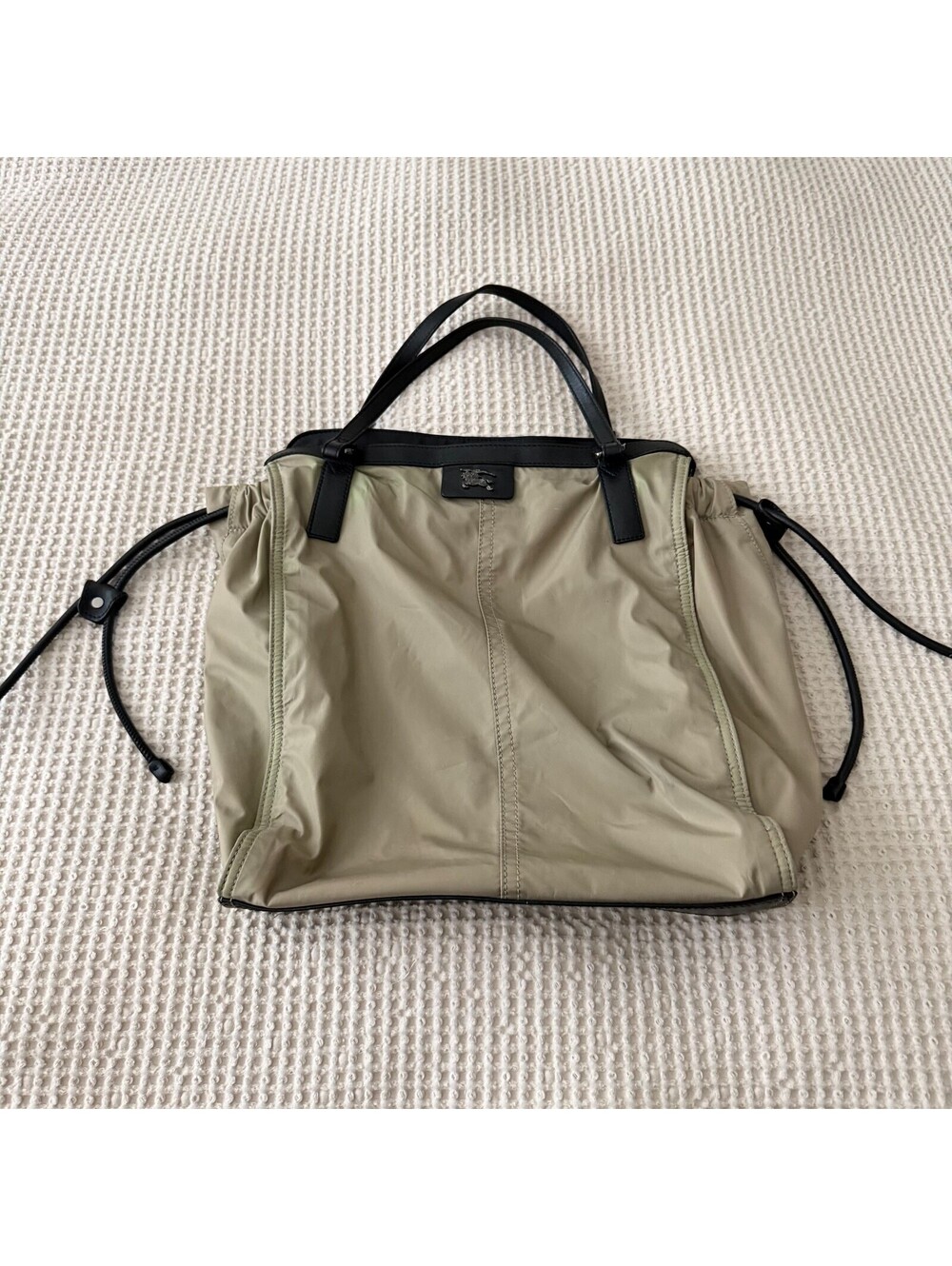 Olive Green Burberry Buckleigh Nylon Tote Bag